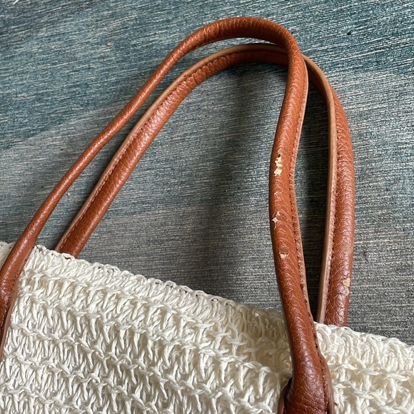 H&M Boho Cream Tote Beach Bag With Silk Floral Scarf - Picture 11 of 16